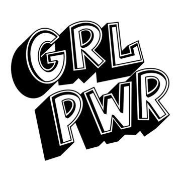 Vector black and white lettering grl pwr