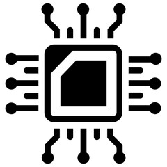 
Integrated circuits of microprocessor glyphvector icon
