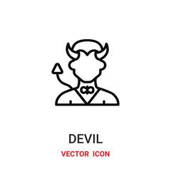 devil icon vector symbol. demon symbol icon vector for your design. Modern outline icon for your website and mobile app design.