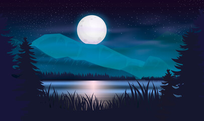 Ocean or sea. sky with clouds and reflection of light in the water surface. Cartoon illustration.