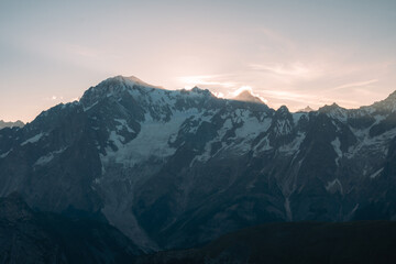 Fototapeta na wymiar Sunset on Monte Bianco Aosta Valley Italian Alps