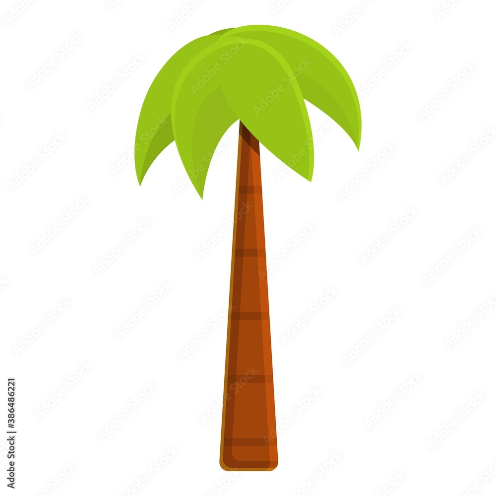 Poster bright palm tree icon. cartoon of bright palm tree vector icon for web design isolated on white back