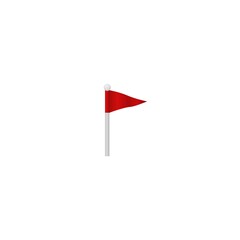 Red flag. Festival colorful symbol with flying pennant map pointer navigate.