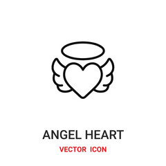 angel heart icon vector symbol. angel heart symbol icon vector for your design. Modern outline icon for your website and mobile app design.