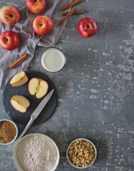 Apples flatlay with copyspace