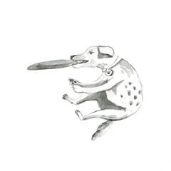 Dog Jump, black white illustration