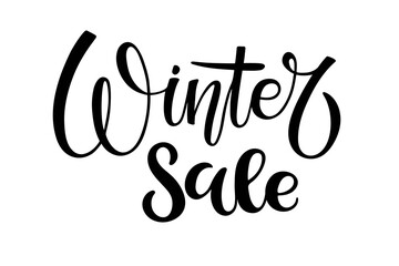 Winter Sale lettering. Vector calligraphy. Handwritten text. Lettering for winter season shopping. Typography sing. Vector Background. For card and poster, sale billboard and sign, banner and badge
