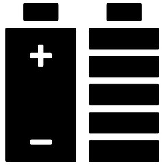 Fototapeta premium Two cells of battery, one is fully charged and second having plus minus signs 