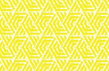 Abstract geometric pattern with stripes, lines. Seamless vector background. White and yellow ornament. Simple lattice graphic design