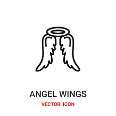 angel wings icon vector symbol. angel symbol icon vector for your design. Modern outline icon for your website and mobile app design.