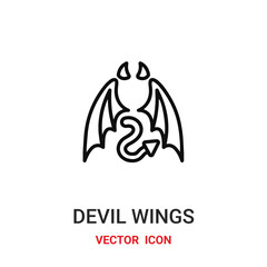 devil wings icon vector symbol. devil symbol icon vector for your design. Modern outline icon for your website and mobile app design.