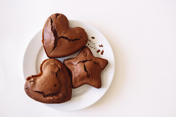 Homemade Chocolate hot Christmas Cookies on a White plate