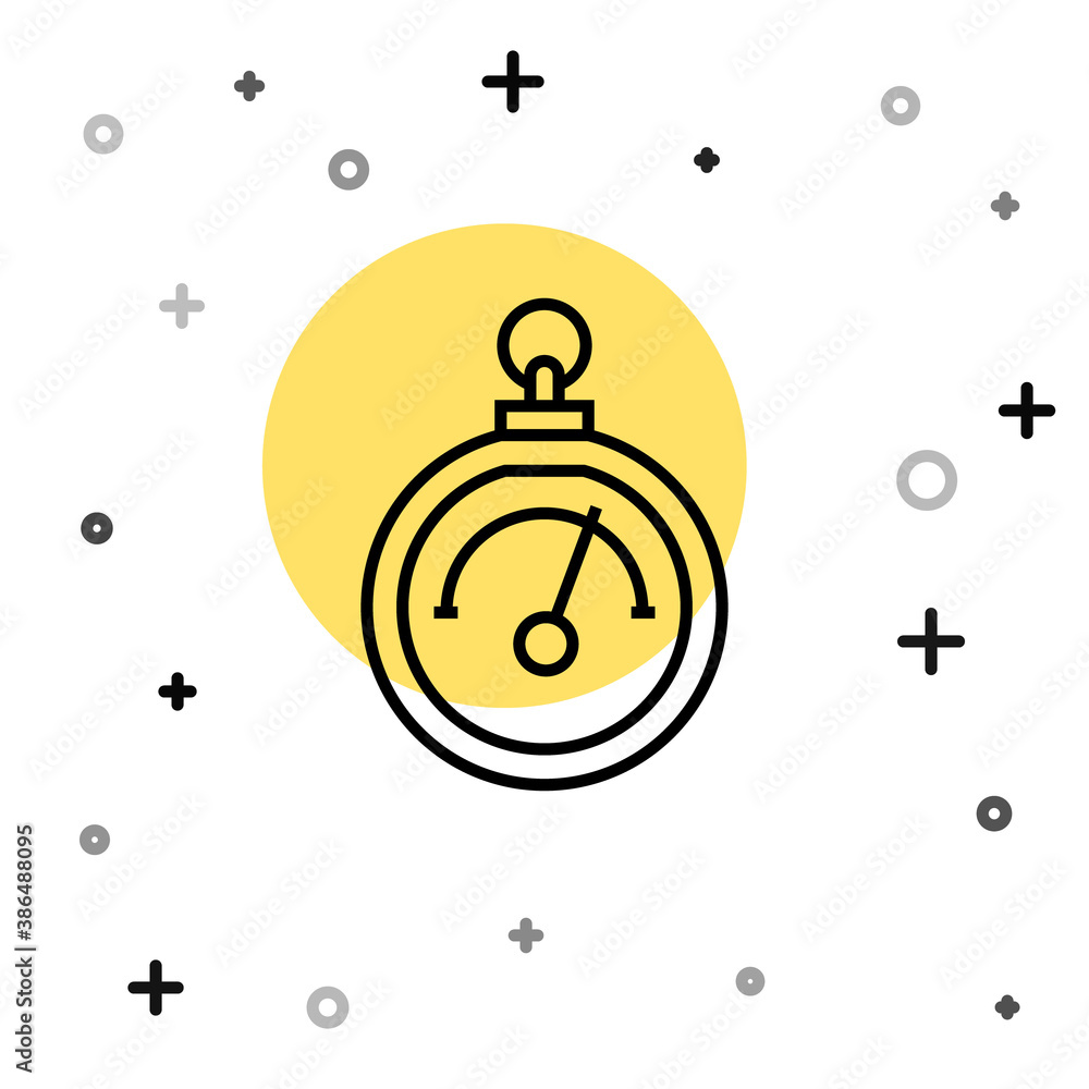 Poster black line barometer icon isolated on white background. random dynamic shapes. vector.