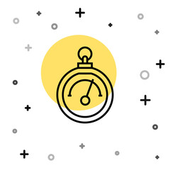 Black line Barometer icon isolated on white background. Random dynamic shapes. Vector.