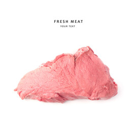 Pork tenderloin on a white background, isolated with space for copying. Grocery background.