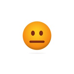 Emoji poker face. Dispassionate expression of yellow character with neutral mood expressionless social indifference absence.
