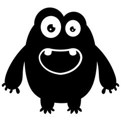 
zombie monster and big screaming mouth, argus panoptes flat icon 
