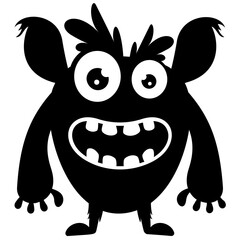 
zombie monster and big screaming mouth, argus panoptes flat icon 
