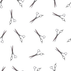 Seamless pattern with hairdressing scissors a flat vector illustration
