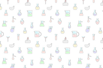 Szkło chemiczne, chemia, menzurka, próbówka, kolba © felicytka