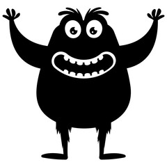 
zombie monster and big screaming mouth, argus panoptes flat icon 
