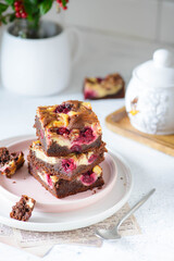 brownies with cream cheese and cherries