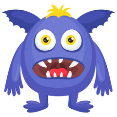 
zombie monster and big screaming mouth, argus panoptes flat icon 
