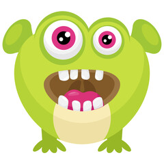 
zombie monster and big screaming mouth, argus panoptes flat icon 
