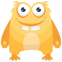 
A cartoon creature with fearful face and gestures having big horrible yes, creepy cartoon character monster 
