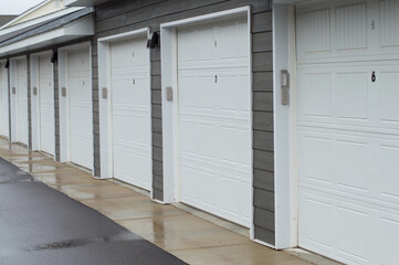 Row of garage doors
