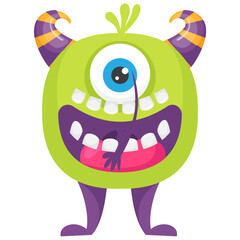 
A big mouth alien monster with laughing expressions
