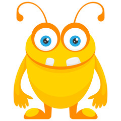 
A cartoon creature with fearful face and gestures having big horrible yes, creepy cartoon character monster 
