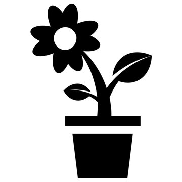 
Pant In A Pot Showcasing Flowering Plant Icon 
