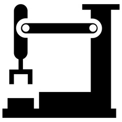 
A robotic hand for manufacturing process, glyph icon of industrial robot
