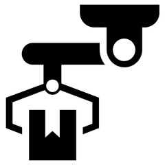 Obraz premium A robotic hand for manufacturing process, glyph icon of industrial robot 