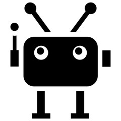 
A robotic hand for manufacturing process, glyph icon of industrial robot
