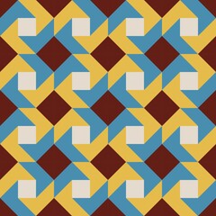 Barn quilt pattern, Amish Patchwork design, Abstract geometric tiled trail Vector illustration