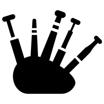 
Icon of a bag with some pipes depicting bagpipes 
