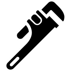 
An adjustable wrench used for pipe fitting, plumbing tool icon 
