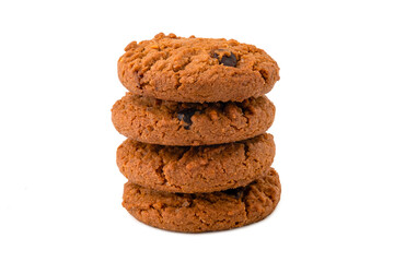Chocolate chip cookie isolated on white background
