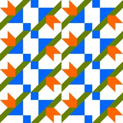 Barn quilt pattern, Quilting blocks, Patchwork design, Abstract geometric tile Vector illustration