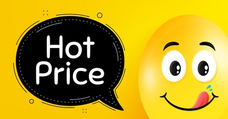 Hot Price. Easter egg with yummy smile face. Special offer Sale sign. Advertising Discounts symbol. Easter smile character. Hot price speech bubble. Yellow yummy egg background. Vector