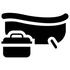 
Bathtub design icon for shower with toolkit
 