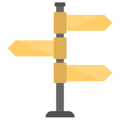 
Three arrow heads pointing in opposite directions, showcasing finger post icon
