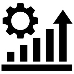 
Bar graph with gears denoting data management icon

