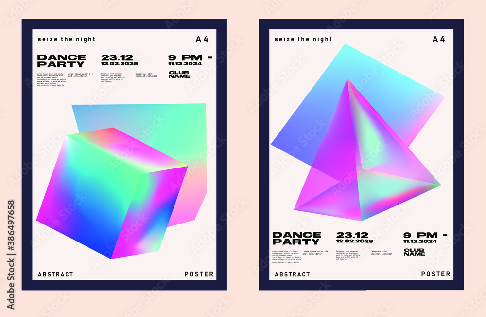 Poster set of vector abstract surreal gradient illustrations, backgrounds for the cover of magazines, books