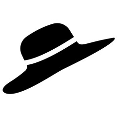 
Stylish ladies head wear with extra large brim, offering floppy hat icon
