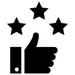 
Thumbs up with stars denoting good rating icon

