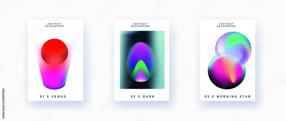 Poster set of vector abstract gradient illustrations, backgrounds for the cover of magazines and books abou