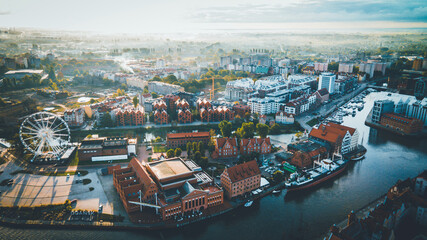 Obraz premium Aerial View of the Polish city of Gdansk